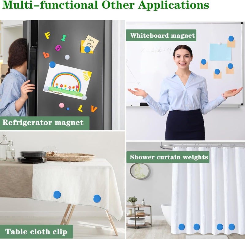Elmatory 6 PCS Shower Curtain Weights Bottom,Heavy Duty Shower Curtain Weights Magnets Shower Curtain Liner Clips Added Weight, Work for Drapery, Tablecloth, Stop Curtain Blowing in - Image 5